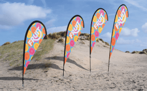 Goedkope budget beachflags drukken, goedkope beachflags