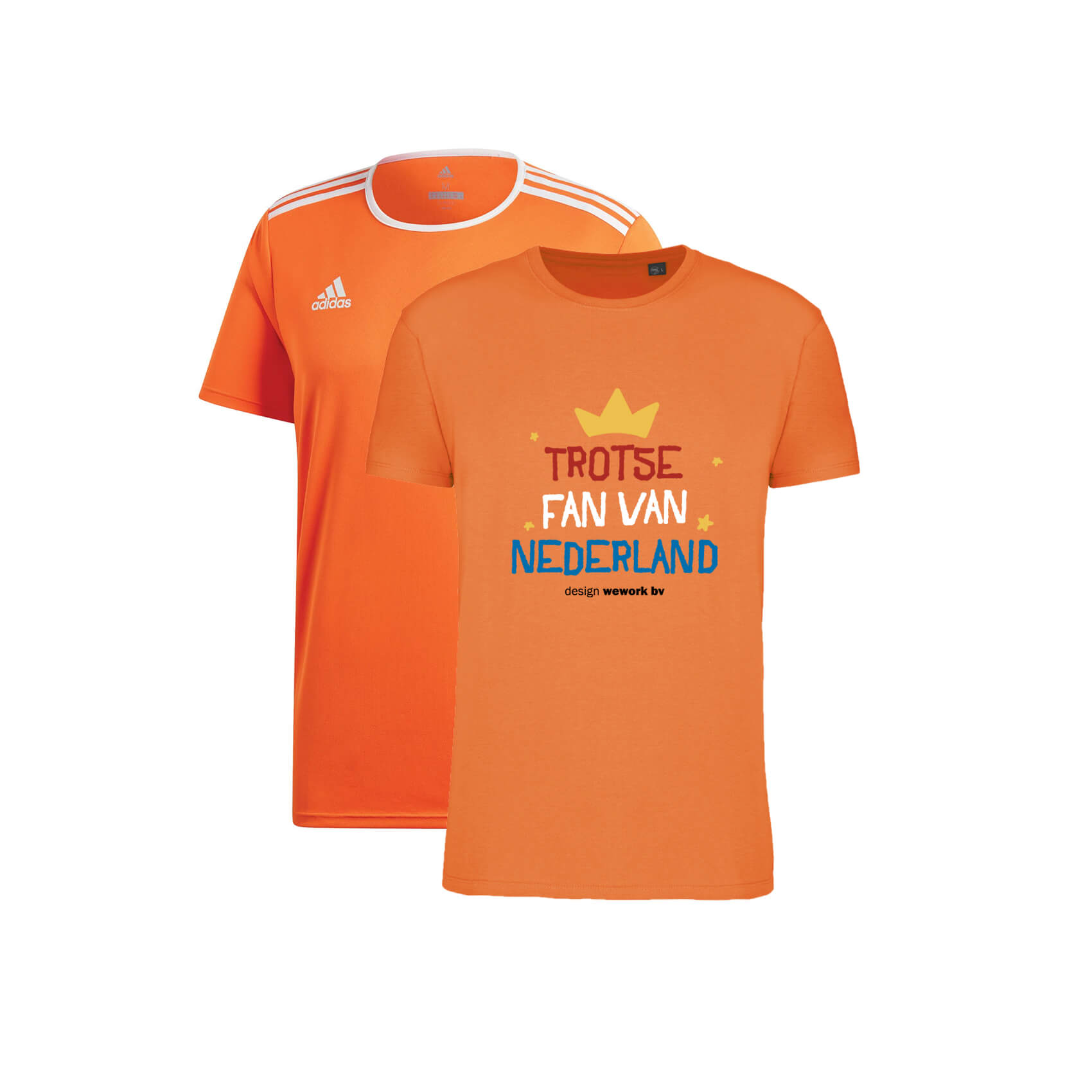 halfrond Tegen verhaal Oranje shirts bedrukken - Kies uit 4 modellen vanaf 5 stuks gedrukt!