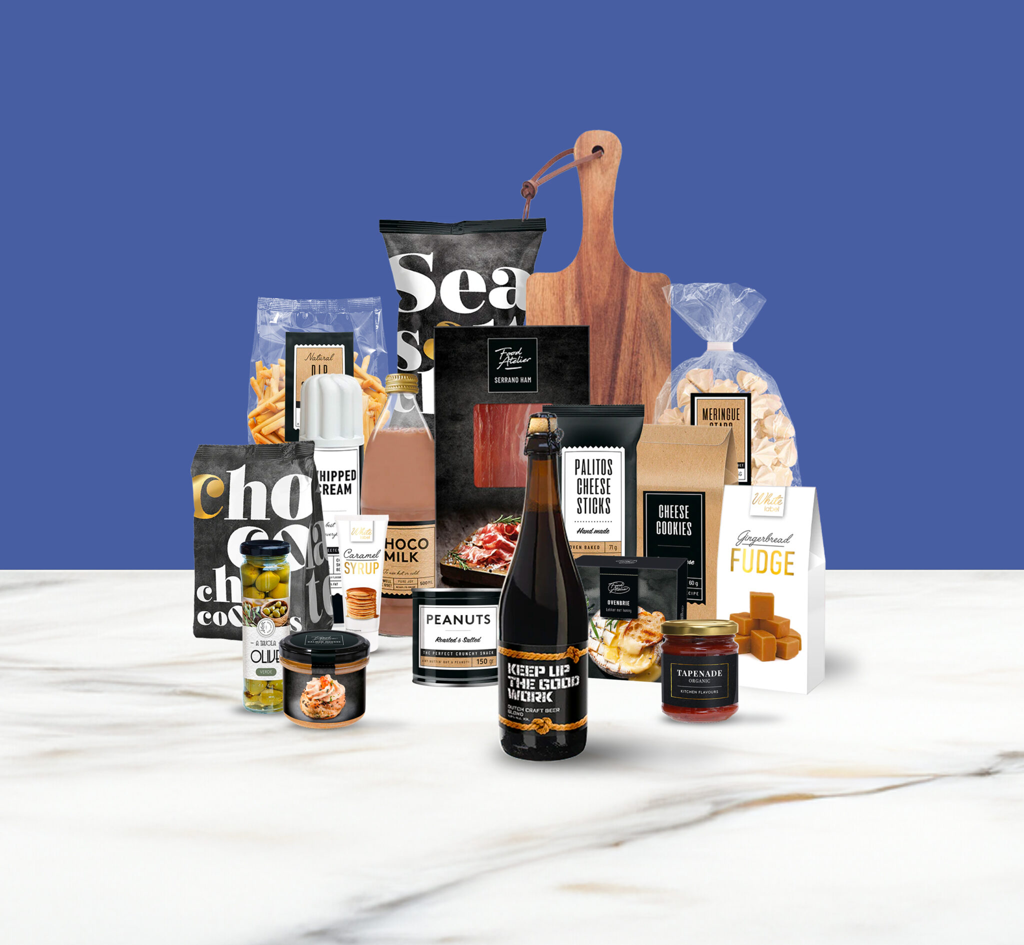 Kerstpakketten bedrukken Goedgevulde fullcolor bedrukte doos!