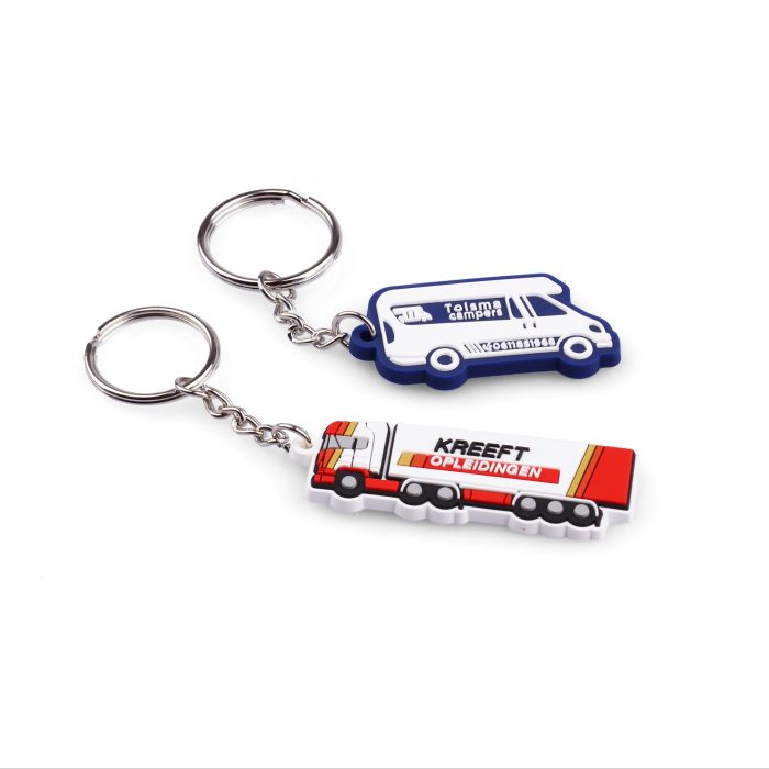 Rubberen-sleutelhangers-bedrukken,-sleutelhangers-in-eigen-vorm,-transportbus-sleutelhangers-bedrukken,-busje-sleutelhangers-bedrukken