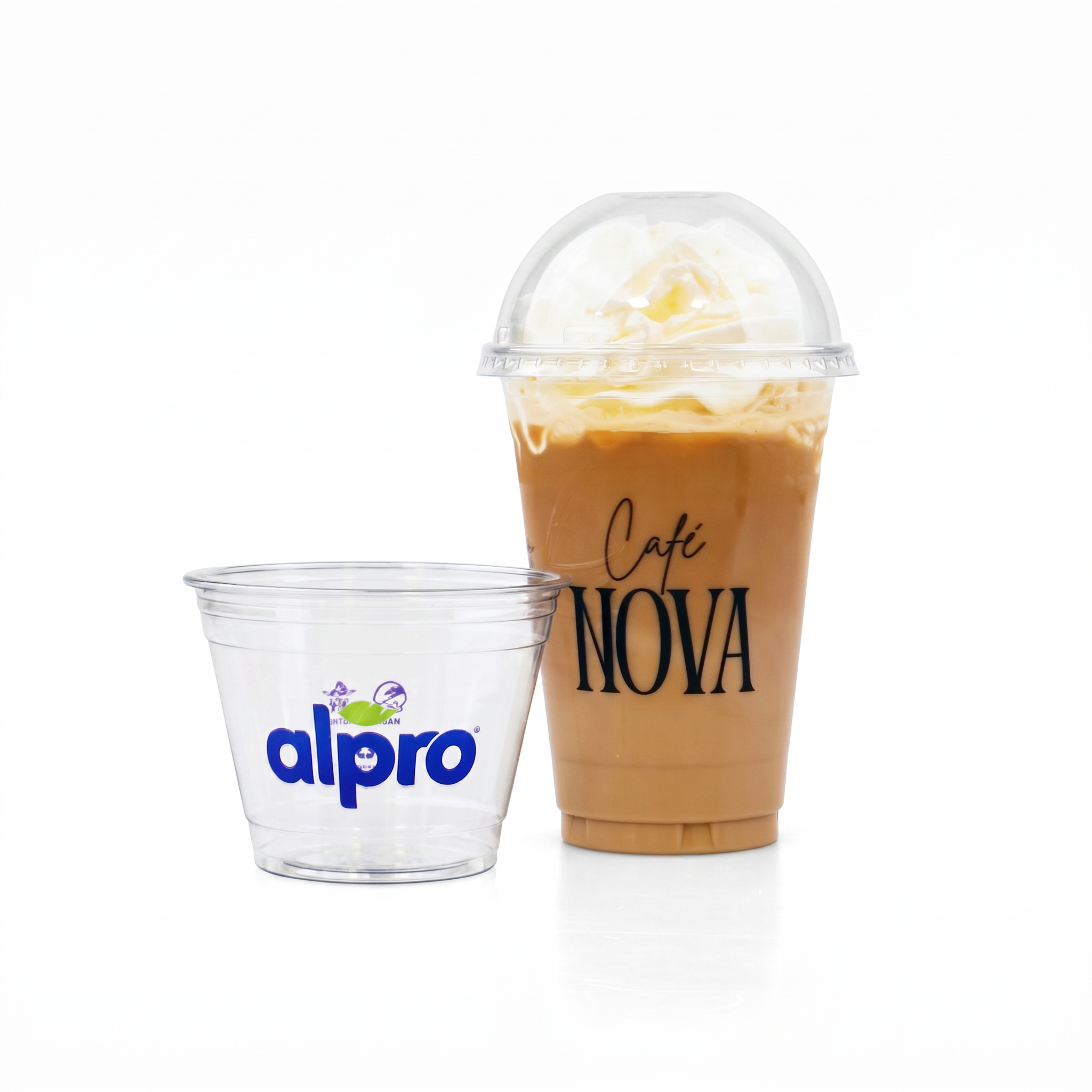 RPET plastic bekers bedrukken, plastic cups bedrukken, koffiecups van plastic bedrukken, smoothiebekers bedrukken, palstic cup met print