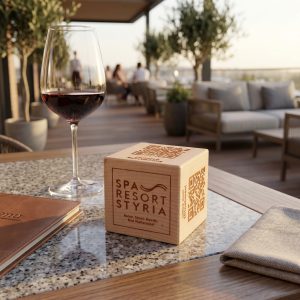 Houten-menu-kubus-bedrukken,-houten-tafel-kubussen-bedrukken,-kubus-menukaart-bedrukken