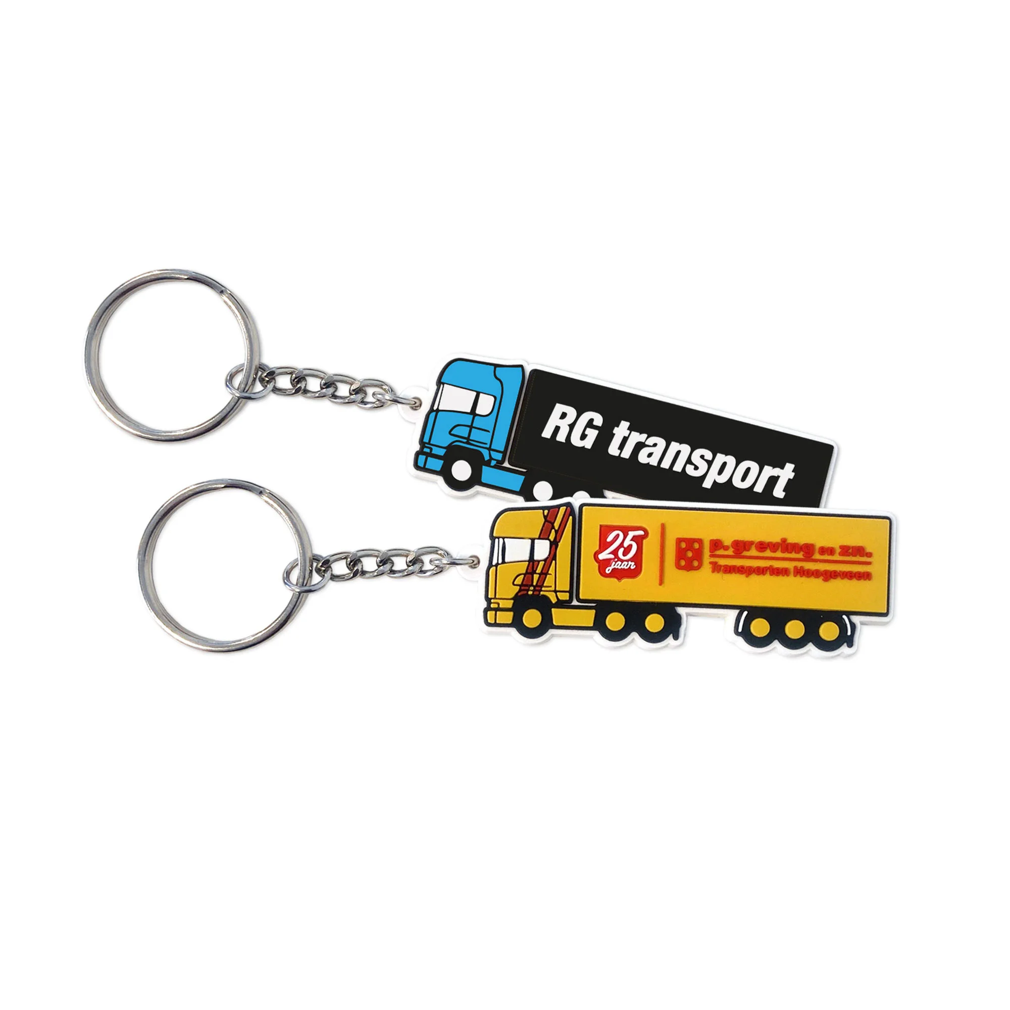 Truck-Vrachtwagen-sleutelhangers-bedrukken,-vrachtwagen-sleutelhanger-drukken-met-logo,-vrachtwagen-hanger-eigen-vorm,-2D-vrachtwagen-sleutelhangers-drukken